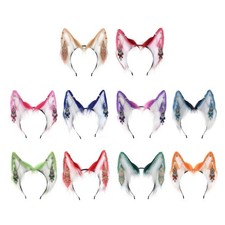 Teenagers Wolf Foxes Ear Headband with Fringe Earring Decor Carnivals Hairband