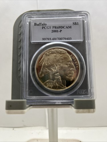 2001-P Proof $1 Buffalo Commemorative Silver Dollar PCGS PF69 DCAM Deep Cameo - Picture 4 of 10