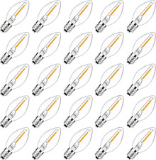 C7 LED Christmas Light Bulbs, 25 Pack Clear Replacement Bulbs, Shatterproof Cera