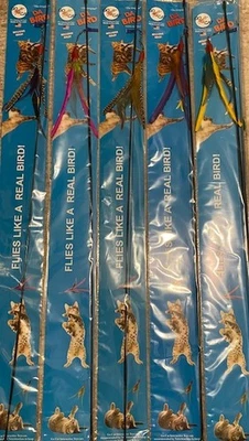 GO CAT DA BIRD FEATHER WAND ROD INTERACTIVE TEASER SMALL PET TOYS 36 inch