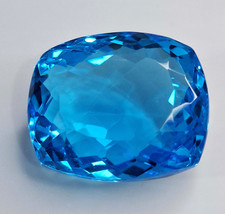 Awesome London Blue Topaz 112-114 Ct Cushion Cut Loose Certified Gemstone SP310