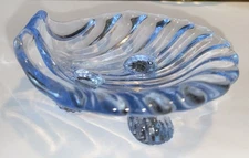 Cambridge Caprice Moonlight Blue Glass Shell-Shaped Open Salt Dish