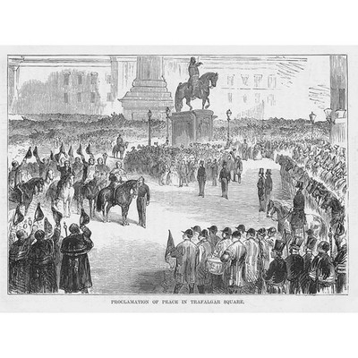 KRIMKRIEG Friedensproklamation am Trafalgar Square - antiker Druck 1898