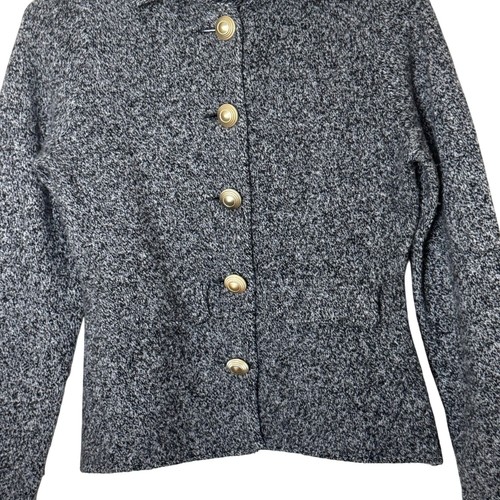 Chaqueta Cárdigan Zara S 100% Lana Gris Tejido Botones Dorados Silencioso Lujo Elegante - Imagen 10 de 24