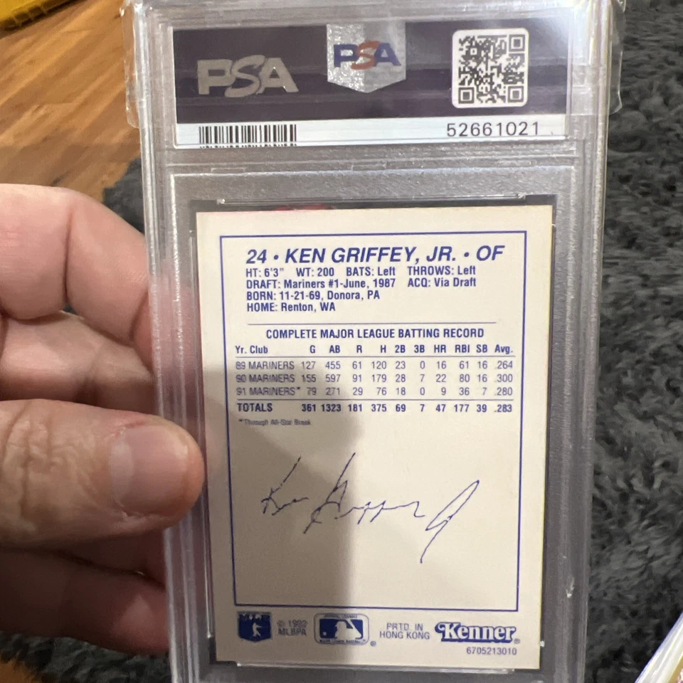 1992 Kenner KEN GRIFFEY JR. Starting Lineup Batting PSA 9 - Image 2 of 2