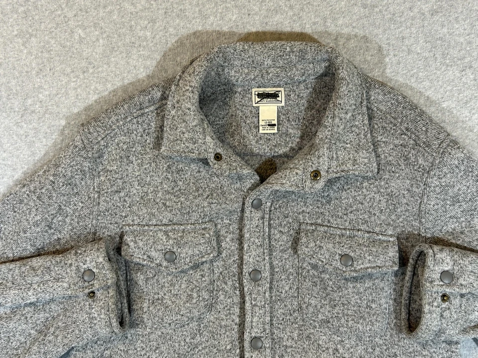 Camisa LL Bean Para Hombres Grande Gris Botón Tejido Polar Sobrecamisa a Presión Cazadora Ropa de Trabajo Foto 2 de 4