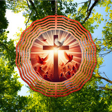 Christian Cross Wind Spinner   Birds, Butterf...