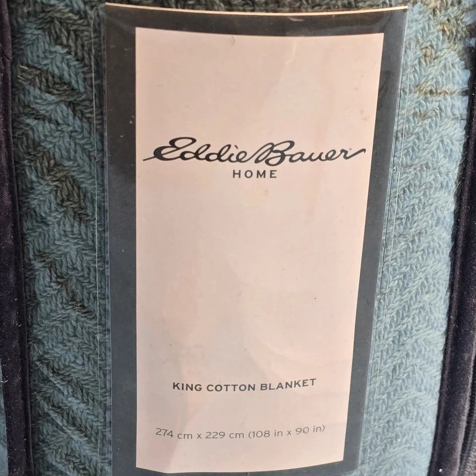 Manta Eddie Bauer 108"x90" 1 pieza espiga algodón tejido rey Foto 4 de 4