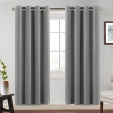 Blackout Curtains Thermal Curtain Living Room Grey H240xW140cm Set of 2 Curtain...