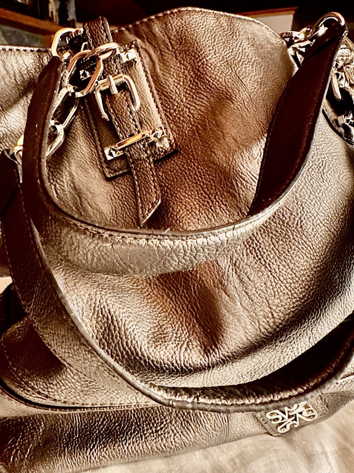 Large Leather Simple Vera Double Handled Handbag … - image 9