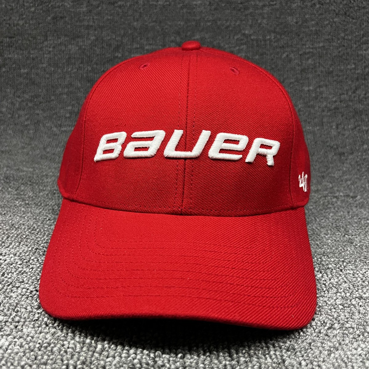 New Bauer 47 Brand Red Adjustable Baseball Cap Hat White Embroidery