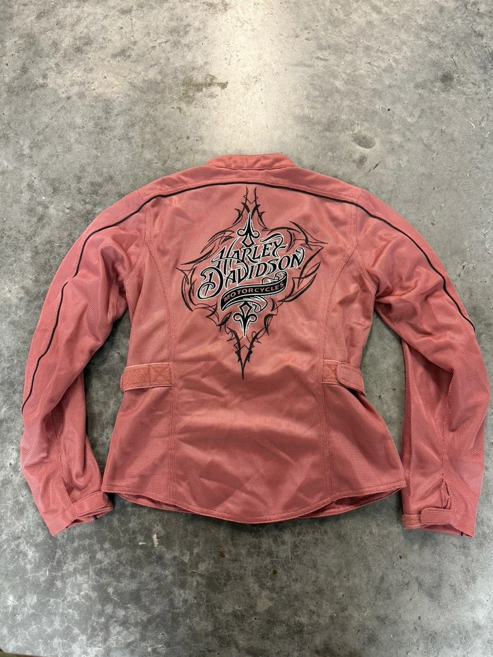 Chaqueta de malla reflectante Harley Davidson para mujer ROSA Riding Gear S bolsillo con cremallera Foto 4 de 4