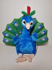 Perry Peacock Soft Stuffed Plush Animal Bird Toy Blue Green 10  Sitting w/tags