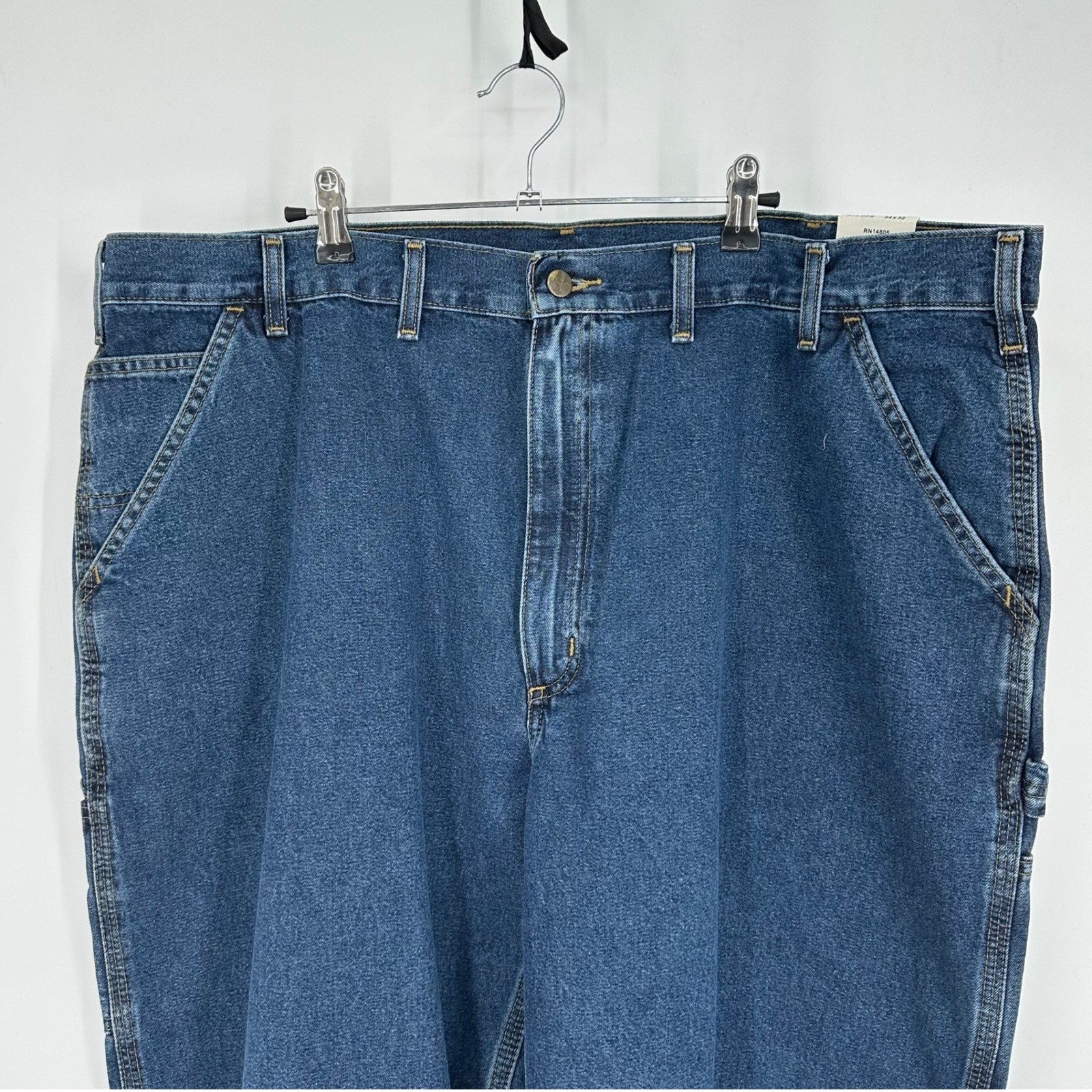 NWT Vntg Carhartt Mens 44x32 Washed Denim Work Dungaree Pants Original Fit Blue thumbnail 8