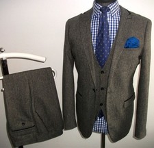 MARC DARCY Mason SUIT Jacket Blazer Waistcoat Trousers 3 PIECE Grey 36 W 30 L 32