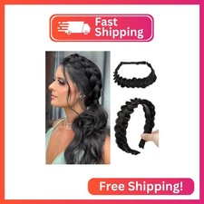 CJL HAIR 2PCs Braided Headbands Hair Piece for Women Synthetic Hair Hoops Head B