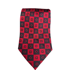 Tongue Tied Tom McLellon Red Black Geometric Silk Tie Retro Statement Neckwear