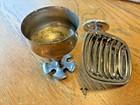 Vintage Silver Metal Soap Dish, Toothbrush Holders Wall Mount Mid Century — photo 1