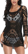 Women s Bathing Suit Cover Up Crochet Lace Bikini Swimsuit Dress One Size