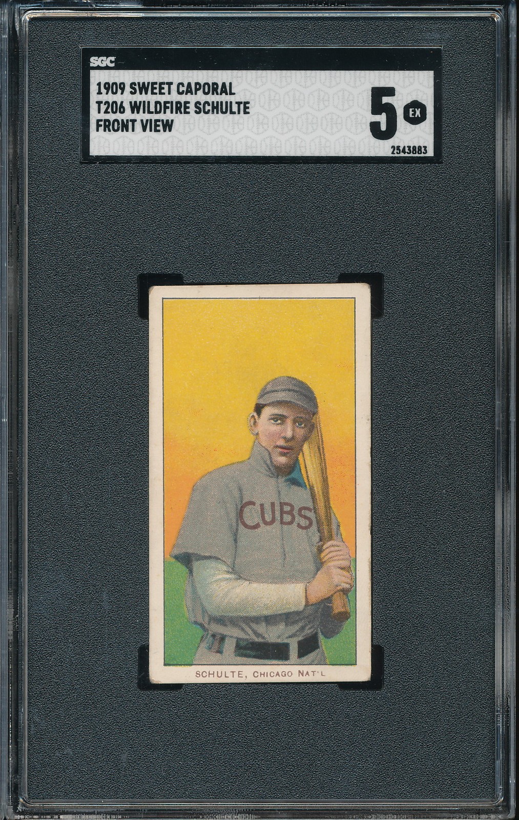 T206 Sweet Caporal 150/30 Wildfire Schulte (Front View) SGC 5 - Cubs - centered