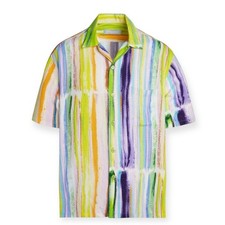 Jams World Mens Retro Camp Shirt Small Skyline Colorful Short Sleeve Button Down
