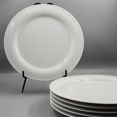 Arzberg Germany White Dinner Plates 11'' Rimmed Classic Modern Urban Set of 6