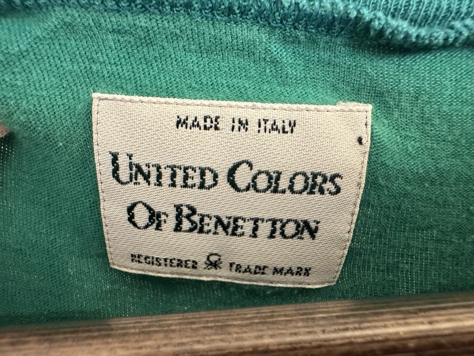 Camiseta Italia "CREW" Verde Cazador Benetton COLORES UNIDOS Años 80 - Talla Grande Foto 4 de 4