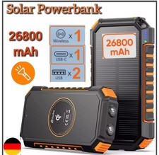 Solar Powerbank 26800 mAh Wireless Charger Wasserdicht schnell Ladegerät USB C-A