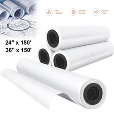 24" x 150' 36" x 150' Plotter Paper CAD Bond Roll for Wide Format Inkjet Printer