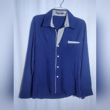  59 NWOT Navy Blue Men  s Button Down Dress Shirt Size XXL