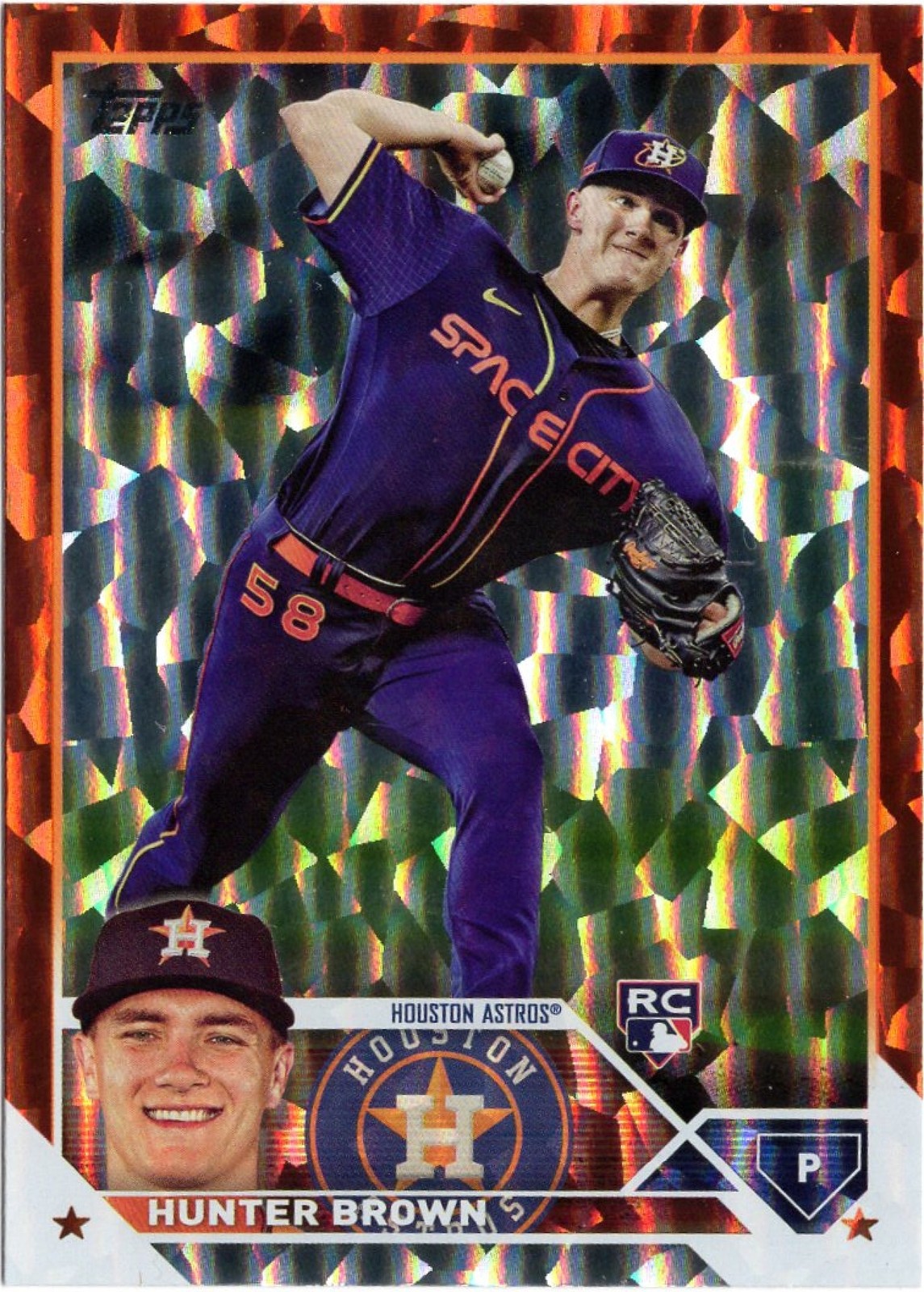 2023 Topps Baseball Hunter Brown Orange Foil /299 #111 RC Astros