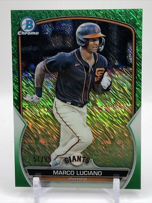 2023 Bowman Chrome Marco Luciano Green Shimmer Refractor Prospect #/99 Giants