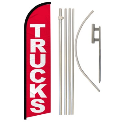 Trucks Windless Banner Swooper Advertising Flag Pole Kit Car Dealership