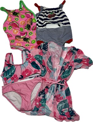 Lot Of 4 Girl s 3T Swimsuits & Coverup Nautical & Fruits by Penelope Mack
