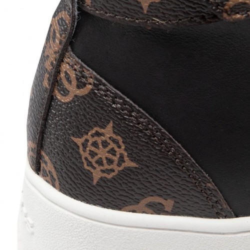 Guess Vyves Black Brown 4G Logo Leather Womens High Top Trainers - Picture 6 of 6