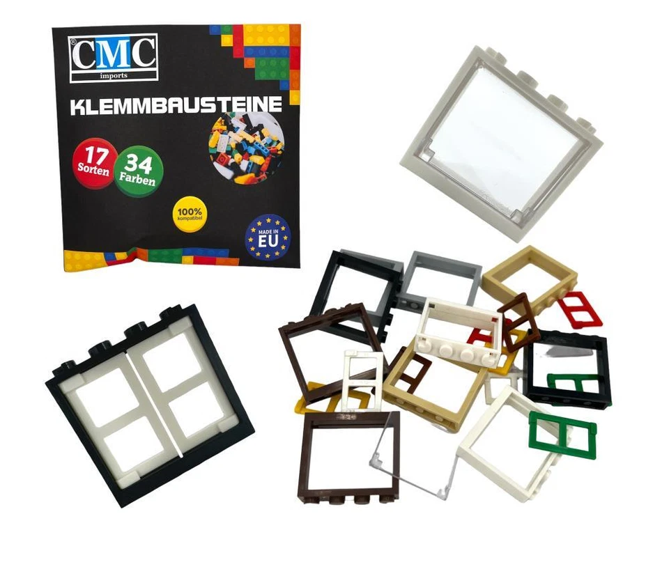 CMC 6 Fenster + Fensterrahmen 1x4x3 City Gebäude Stadt Klemmbaustein 60594