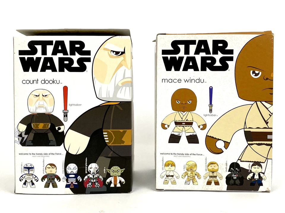 Figuras de acción Hasbro Star Wars Mighty Muggs Mace Windu y Count Dooku en caja Foto 3 de 4