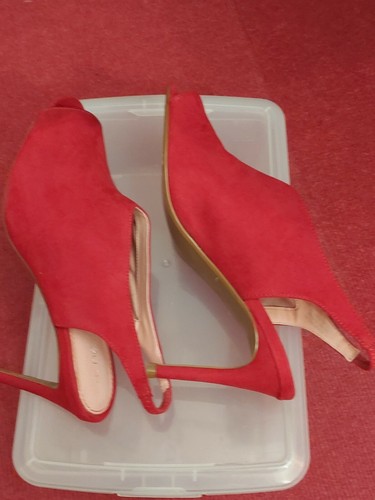 Next Ladies Red Faux Suede Peep Toe high heel size 6 sandals - Picture 5 of 6
