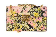 NWT Tory Burch Gemini Link Small Chain Flower Field Shoulderbag 74067 0420 525