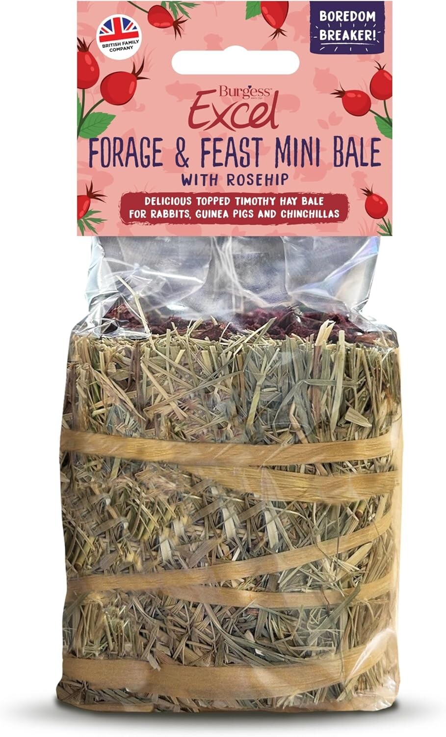 Excel Forage & Feast Mini Bale with Rosehip, 100g Rabbits Guinea Pigs