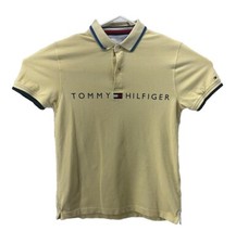 Tommy Hilfiger Yellow Short Sleeve Spell Out Slim Fit Polo Shirt Size Medium