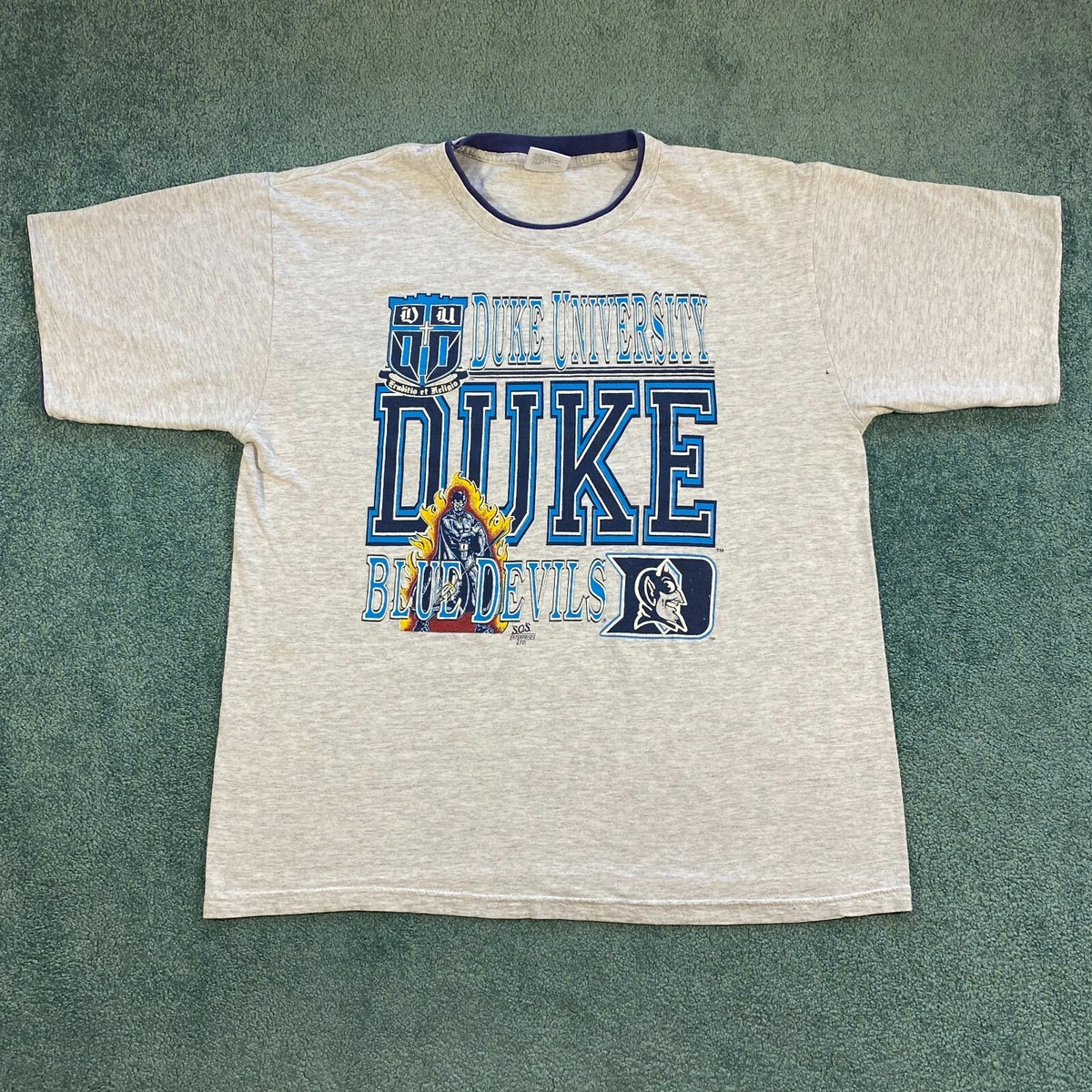 VINTAGE Duke University Blue Devils Shirt Adult X Large Gray Basketball NCAA 90s
