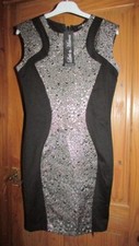 ladies beautiful black/sparkly pattern dress by Little Mistress size 8,bnwt,£50