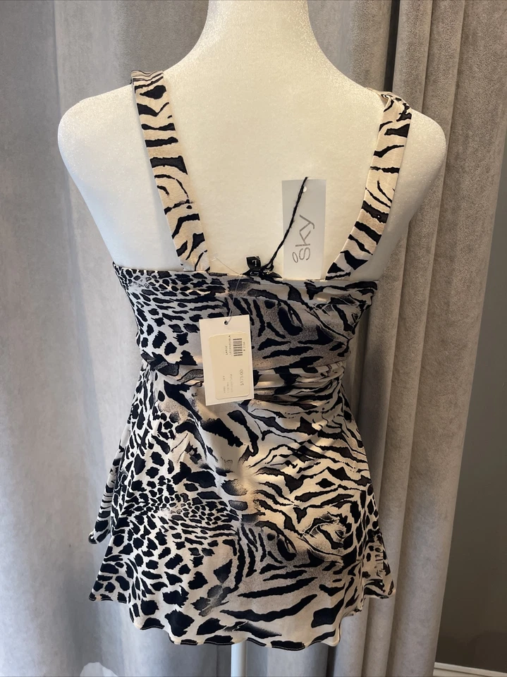 Top Mujer SKY LEOPARD/NEGRO FREDDY TANK NUEVO CON ETIQUETAS Foto 2 de 4