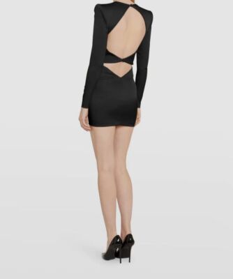 $1800 Alex Perry Women's Black Cade Strong-Shoulder Open-Back Mini Dress  Size 12 | eBay