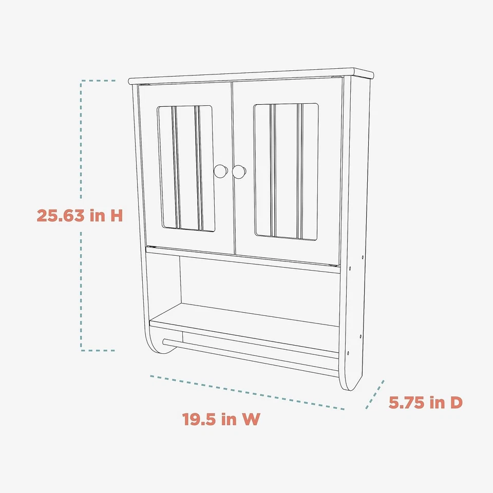 Armario de Pared 25.63" H x 19.4" W x 5.75" D Madera Blanca - Zenith 9114W Foto 4 de 4