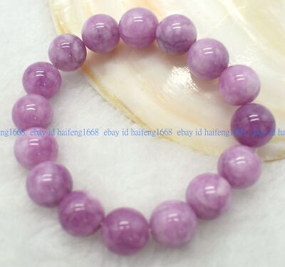 Charming 8/10/12mm Echte Lavendel Jade Runde Edelstein Perlen Armband 19cm