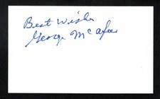 George McAfee Autographed Signed 3x5 Index Card Pro Football HOF - A01