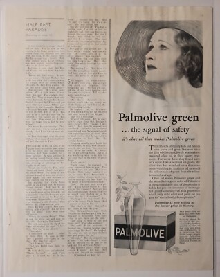 1930s PALMOLIVE Large-Format Half-Page Magazine Advertisement
