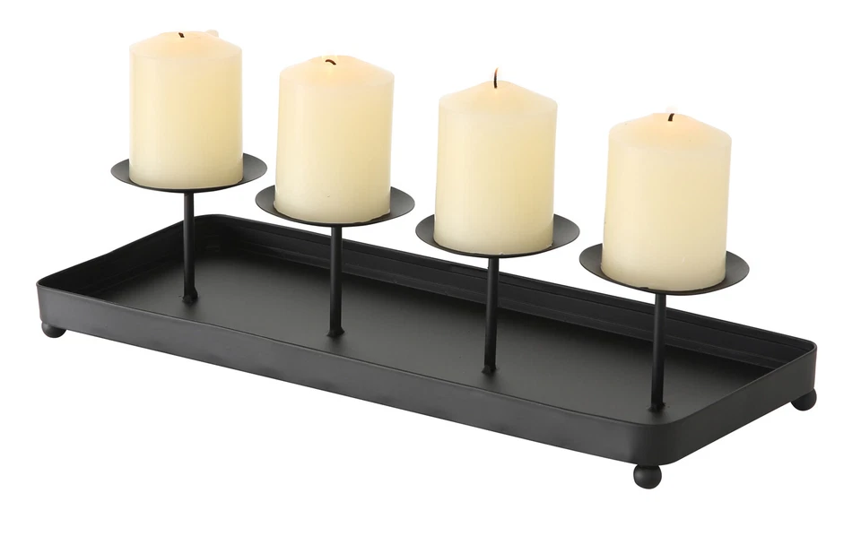 Kerzenhalter Eisen 40cm 4-fach Advent Kerzen-Tablett Leiste Ständer Schale Kranz - Bild 2 von 4